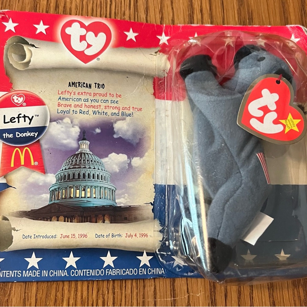 Beanie Baby By Ty Lefty The Donkey 1996 With Tags And In Original Package